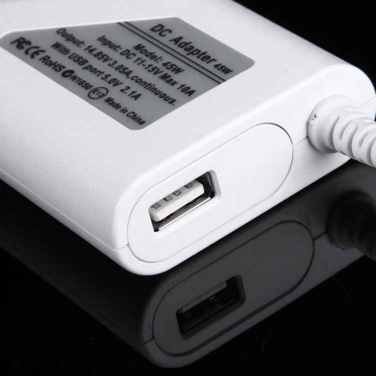 45W 14.85V 3.05A 5 Pin T Style MagSafe 2 Car Charger with 1 USB Port for Apple Macbook A1466 / A1436 / A1465 / A1435 / MD224 / MD231 / MD761 / MD711, Length: 1.7m