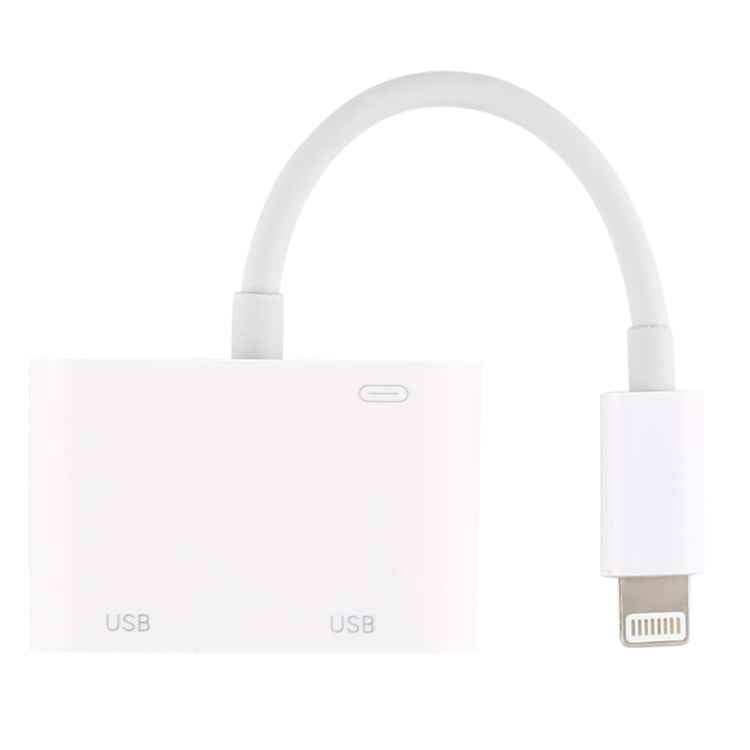 AK109 3 in 1 8 Pin Male to Dual USB Female Port Camera Adapter, Support for iOS 13.0 and Above System