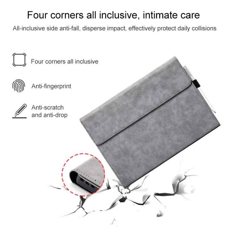 For Microsoft Surface Pro 7 / 7+ Microfiber Lambskin Texture Magnetic Horizontal Flip Leather Case with Pen Slot & Holder
