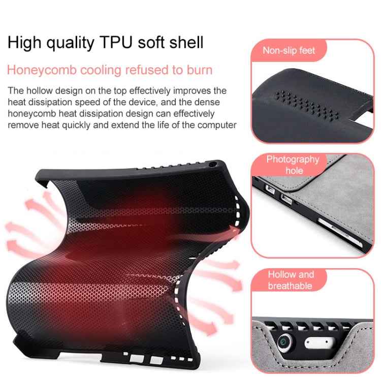 For Microsoft Surface Pro 7 / 7+ Microfiber Lambskin Texture Magnetic Horizontal Flip Leather Case + Power Supply Bag with Pen Slot & Holder