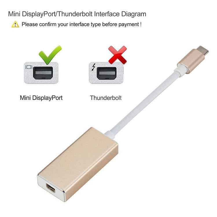 USB-C / Type-C 3.1 Male to Mini DP Female HD Converter, Length: 12cm