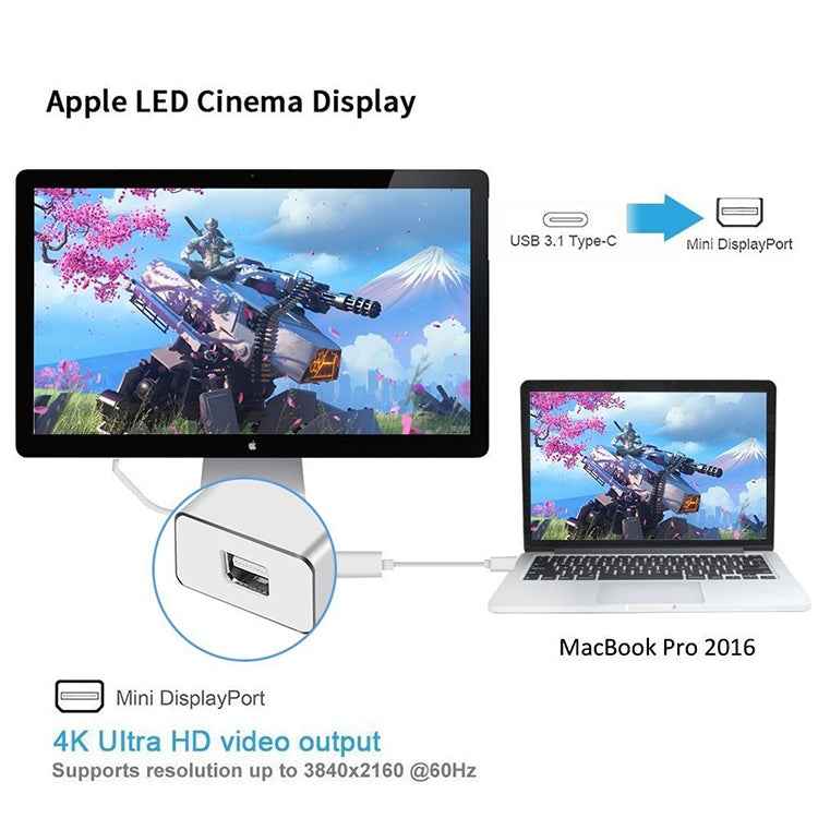USB-C / Type-C 3.1 Male to Mini DP Female HD Converter, Length: 12cm