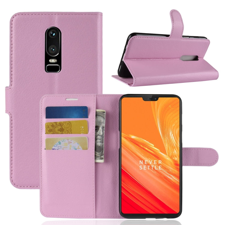 For OnePlus 6 Litchi Texture Horizontal Flip Leather Case with Holder & Card Slots & Wallet