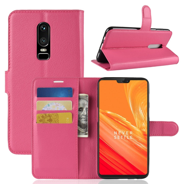 For OnePlus 6 Litchi Texture Horizontal Flip Leather Case with Holder & Card Slots & Wallet