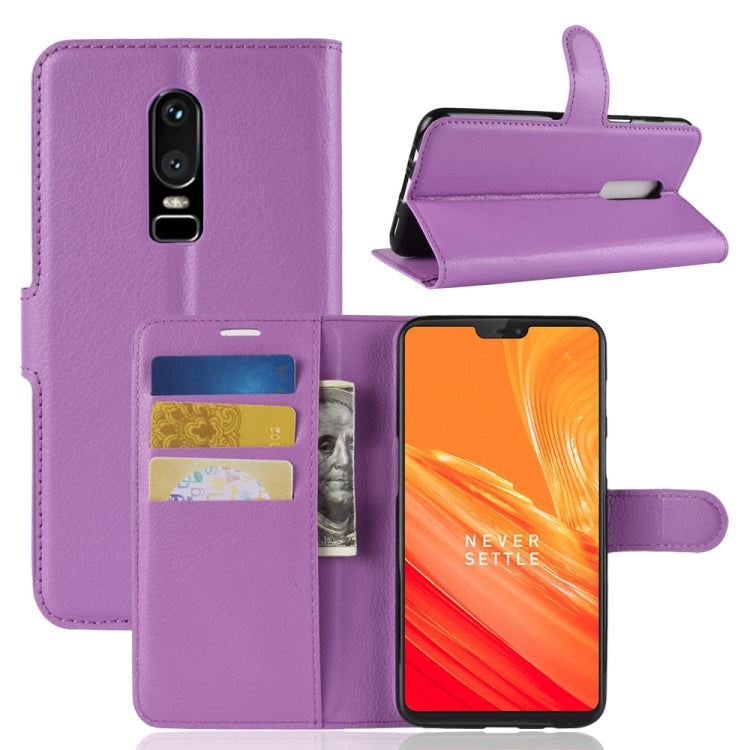 For OnePlus 6 Litchi Texture Horizontal Flip Leather Case with Holder & Card Slots & Wallet, For OnePlus 6
