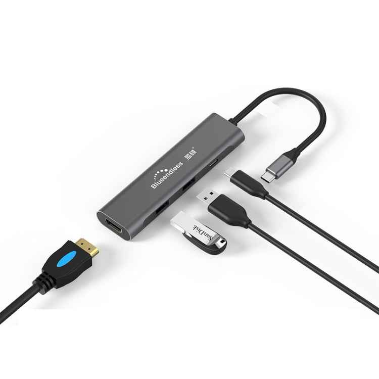 Blueendless 4 In 1 Multi-function Type-C / USB-C to HDMI + PD + Dual USB 3.0 HUB Expansion Dock