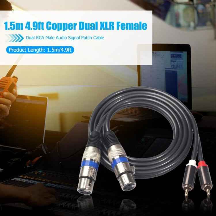 366156-15 2 RCA Male to 2 XLR 3 Pin Female Audio Cable, Length: 1.5m