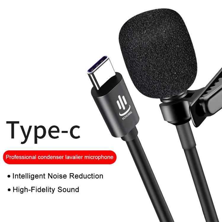 YICHUANG YC-LM10 USB-C / Type-C Intelligent Noise Reduction Condenser Lavalier Microphone, Cable Length: 1.5m