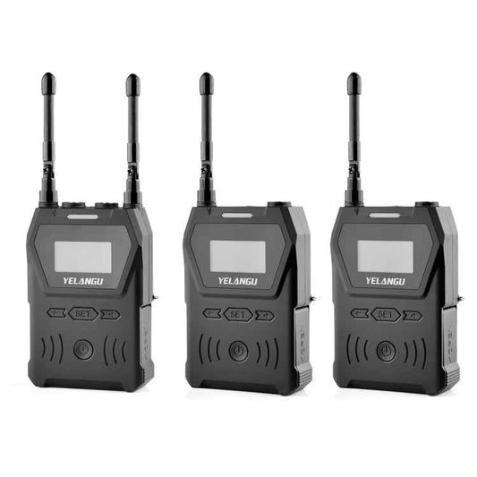 YELANGU YLG9929B MX4 Dual-Channel 100CH UHF Wireless Microphone System with 2 Transmitters and Receiver for DSLR Cameras and Video Cameras