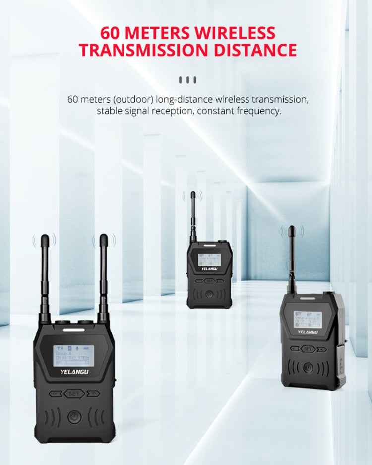 YELANGU YLG9929B MX4 Dual-Channel 100CH UHF Wireless Microphone System with 2 Transmitters and Receiver for DSLR Cameras and Video Cameras