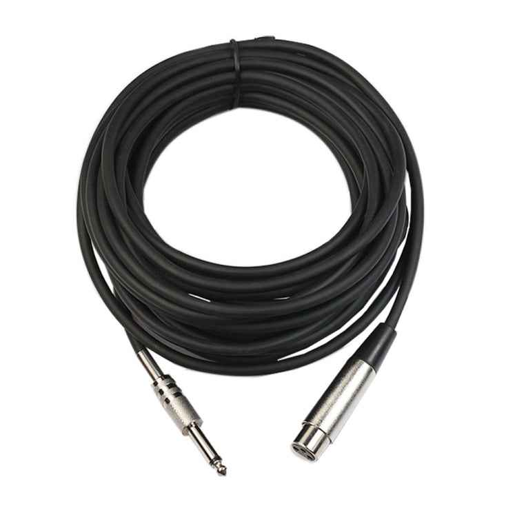 5m XLR 3-Pin Female to 1/4 inch (6.35mm) Mono Shielded Microphone Mic Cable