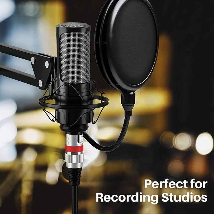 1m 3-Pin XLR Male to XLR Female MIC Shielded Cable Microphone Audio Cord, Length: 1m (Red)