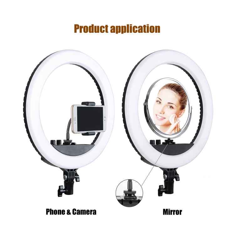 MANTOO RL-18 II 100-240V 55W 18 inch Two-color Dimmable Ring Fill Light with Tripod