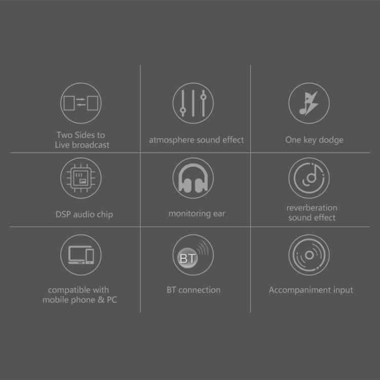 RK-C21 Bluetooth Live Broadcast Audio Headset Microphone Webcast Entertainment Streamer Sound Card for Phone, Computer PC