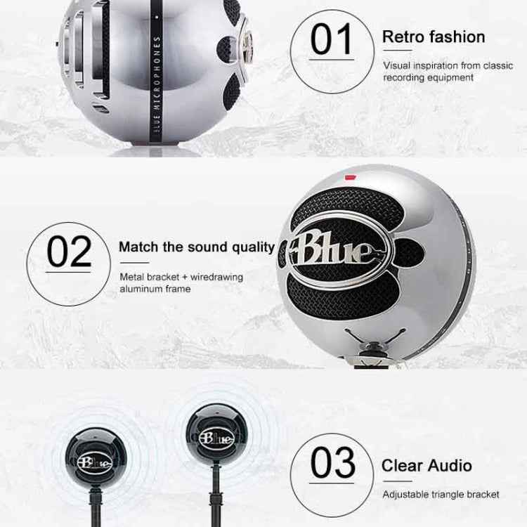 Logitech Blue Snowball-ice USB Condenser Anchor Recording Microphone
