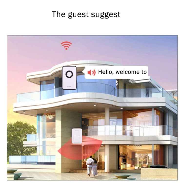 AITENG V018G Life Waterproof Battery-Free Wireless Doorbell, 1 Receiver + 1 x Transmitter, Receiver Distance: 130m, US Plug