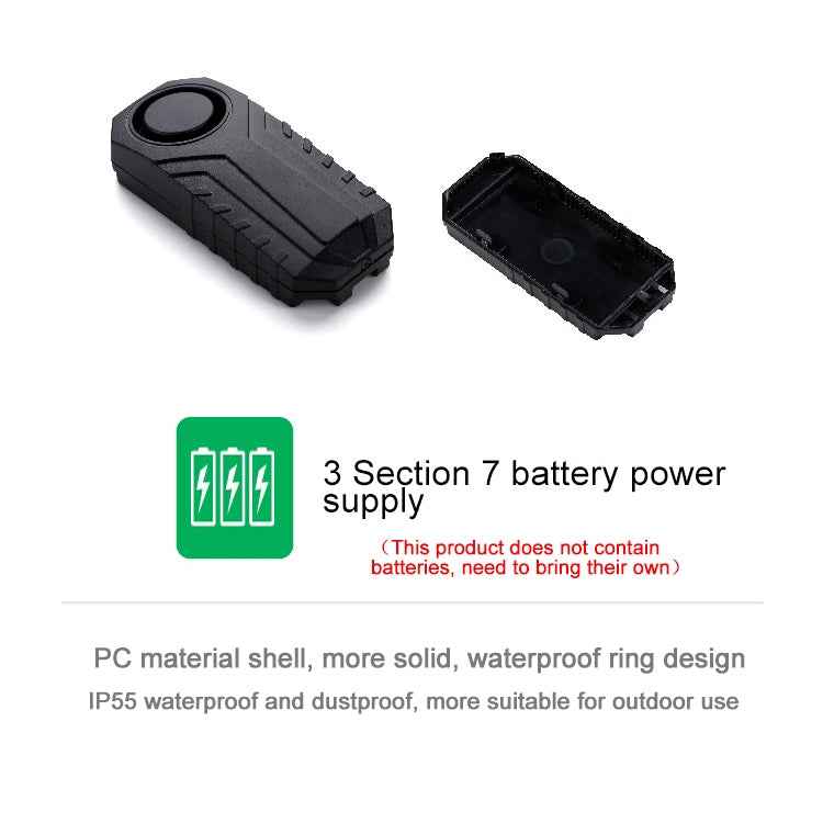 KS-SF22R IP55 Waterproof Wireless 113dB Vibration Burglar Sensor Alarm with Remote Control for Vehicle / Bicycle / Electric Bicycle