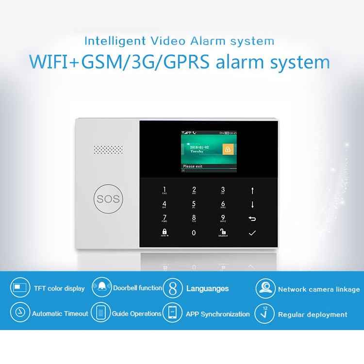 PG-105-GSM GSM/GPRS + WiFi Intelligent Alarm System with Touch Keypad & LCD Screen & RFID Function, EU Version