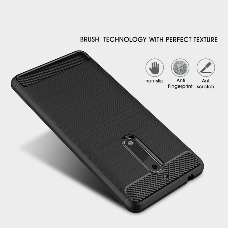 For Nokia 5 Brushed Carbon Fiber Texture Shockproof TPU Protective Cover Case, Nokia 5