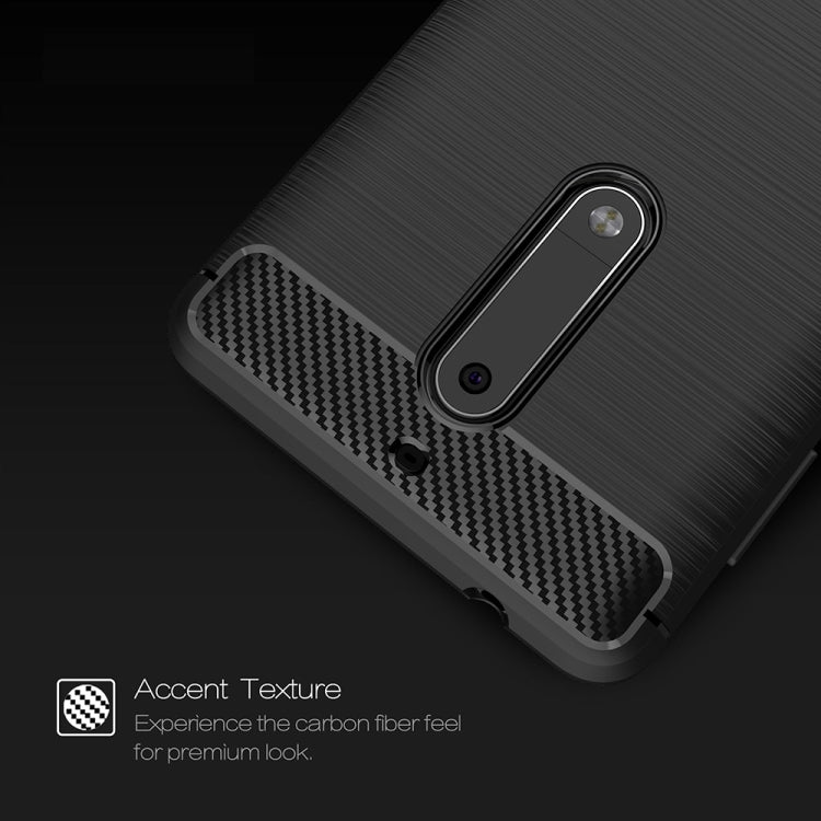 For Nokia 5 Brushed Carbon Fiber Texture Shockproof TPU Protective Cover Case, Nokia 5
