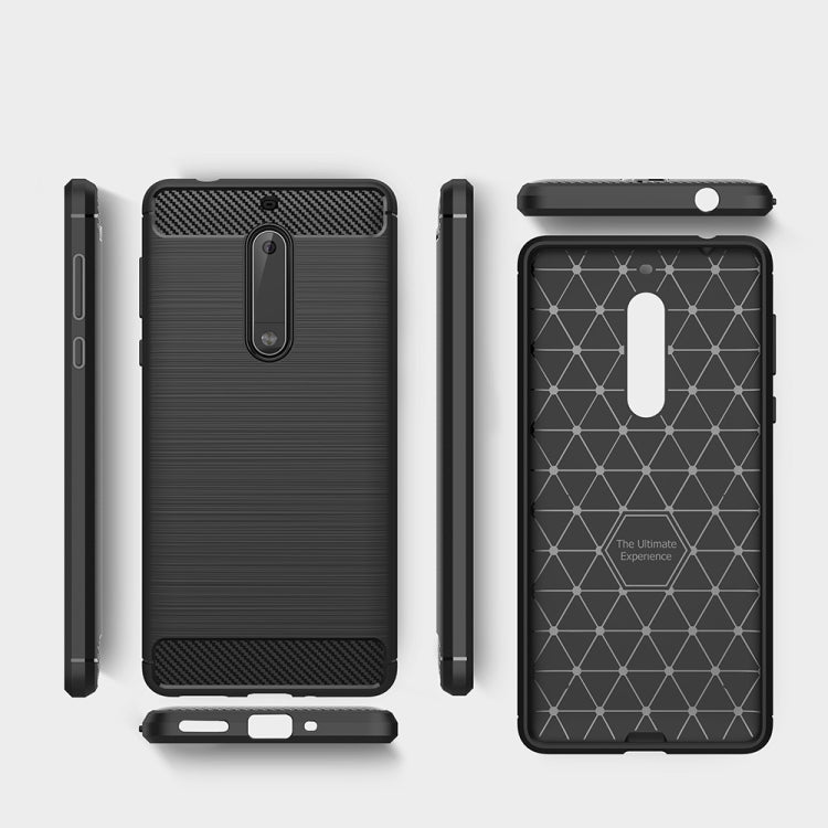For Nokia 5 Brushed Carbon Fiber Texture Shockproof TPU Protective Cover Case, Nokia 5