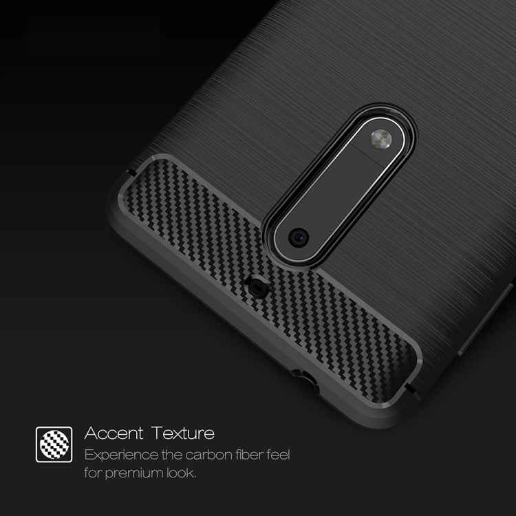 For Nokia 5 Brushed Carbon Fiber Texture Shockproof TPU Protective Cover Case