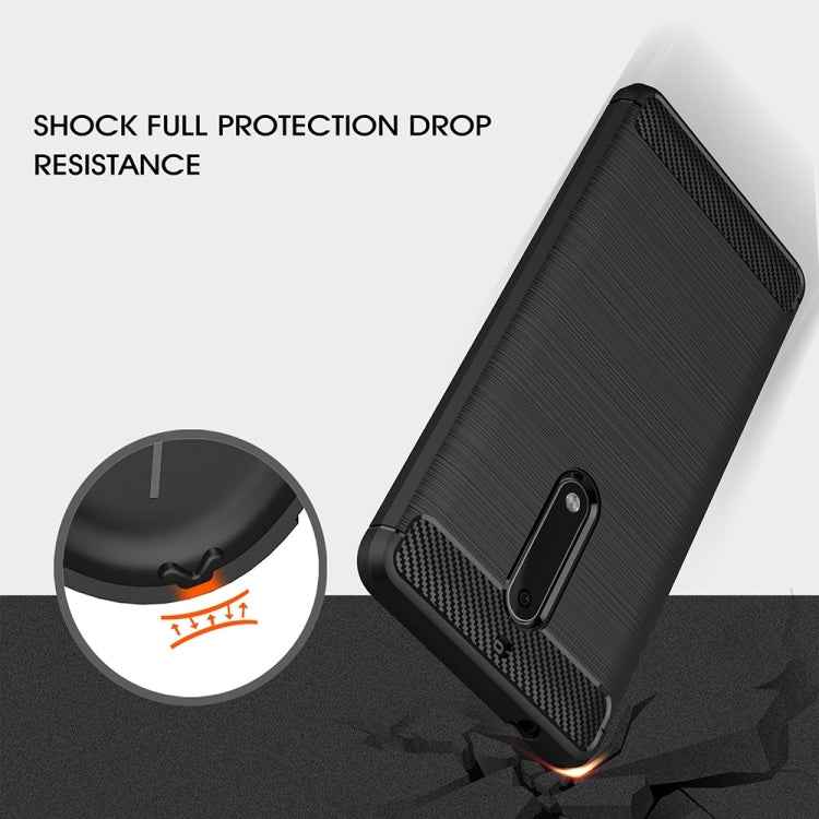 For Nokia 5 Brushed Carbon Fiber Texture Shockproof TPU Protective Cover Case