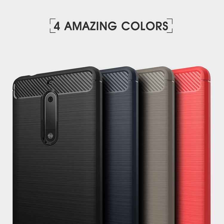 For Nokia 5 Brushed Carbon Fiber Texture Shockproof TPU Protective Cover Case