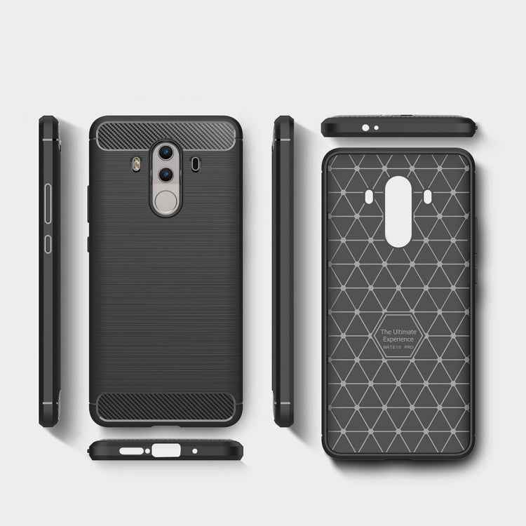 For Huawei  Mate 10 Pro Brushed Texture Carbon Fiber Shockproof TPU Rugged Armor Protective Case