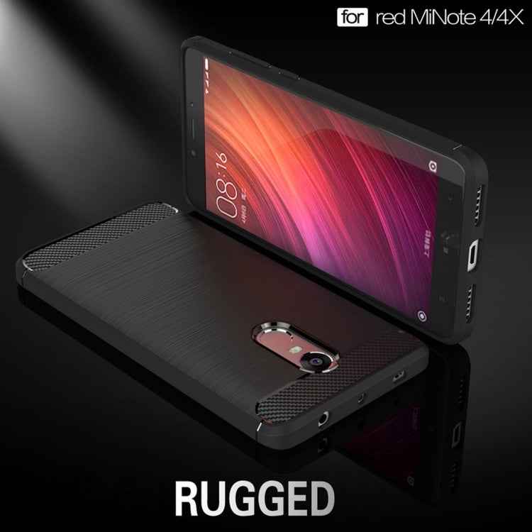 For Xiaomi  Redmi Note 4X Brushed Carbon Fiber Texture Shockproof TPU Protective Case