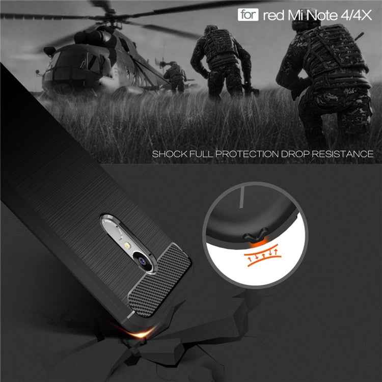For Xiaomi  Redmi Note 4X Brushed Carbon Fiber Texture Shockproof TPU Protective Case