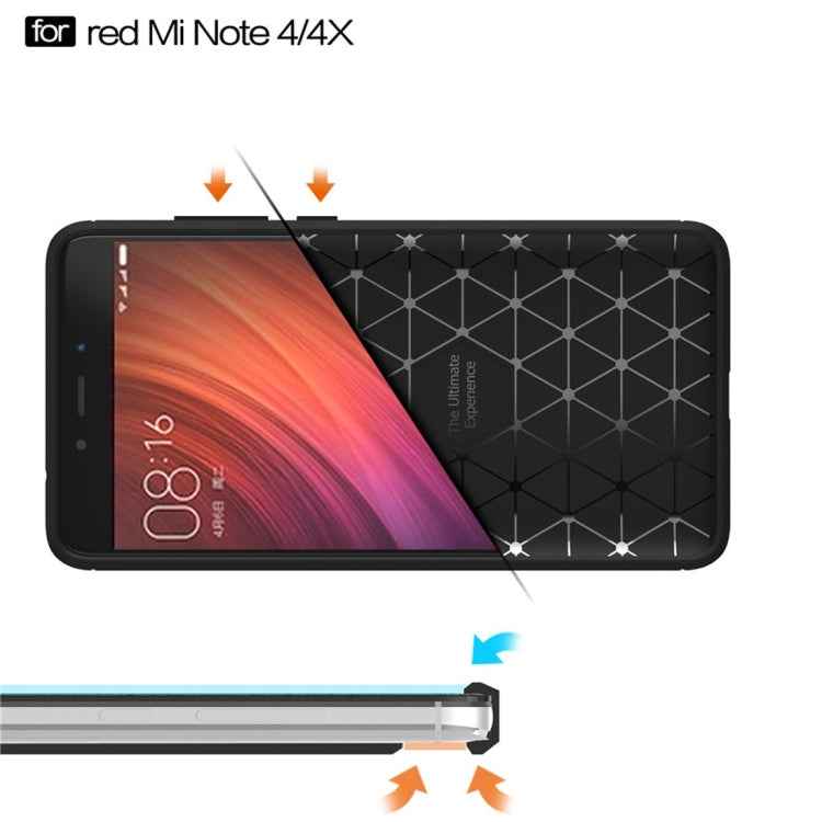 For Xiaomi  Redmi Note 4X Brushed Carbon Fiber Texture Shockproof TPU Protective Case