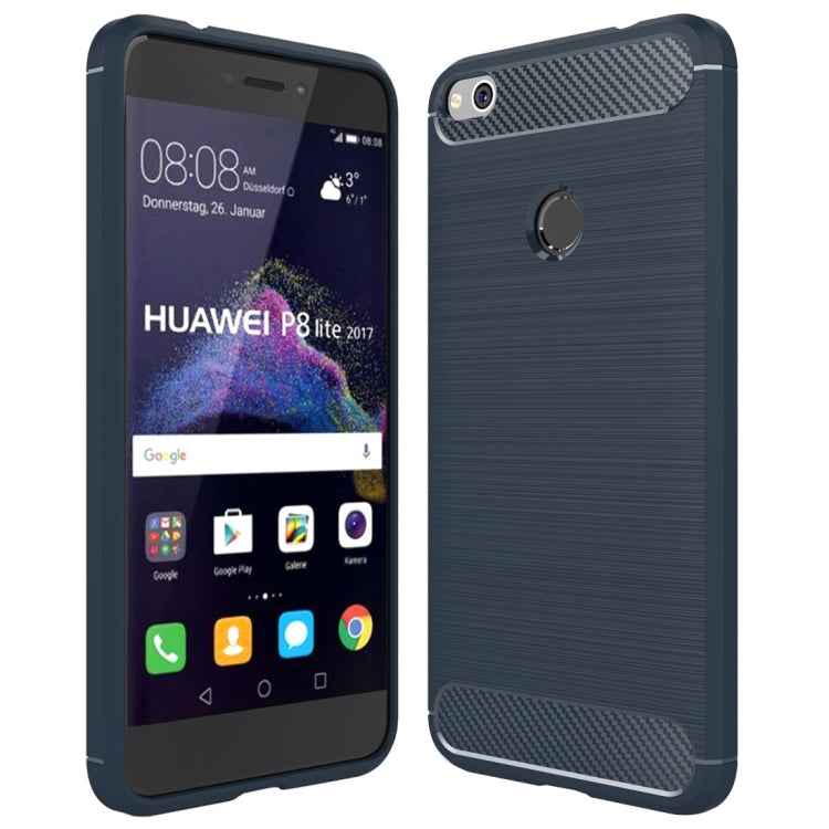 For Huawei  P8 Lite (2017) Brushed Carbon Fiber Texture Shockproof TPU Protective Case