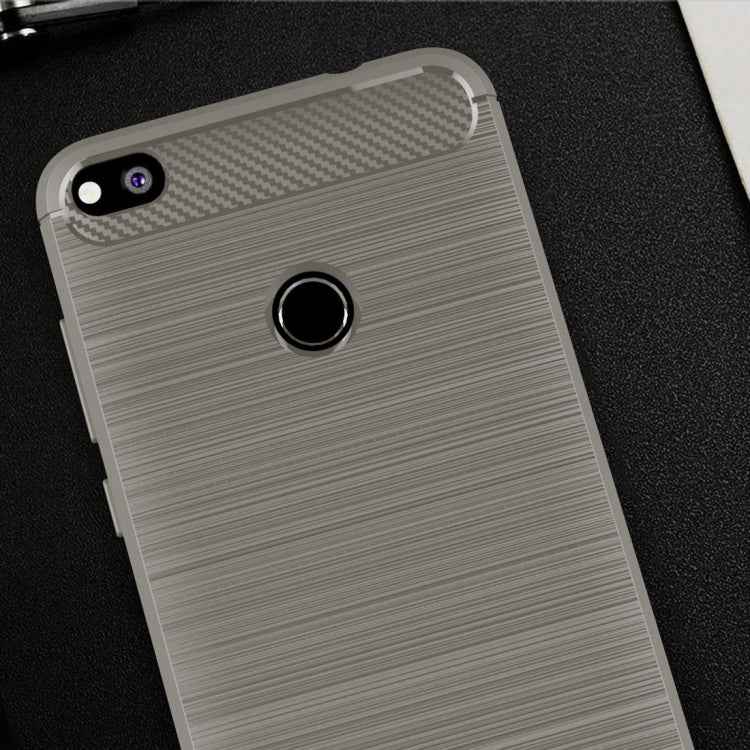 For Huawei  P8 Lite (2017) Brushed Carbon Fiber Texture Shockproof TPU Protective Case