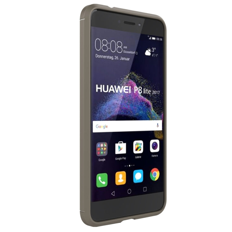 For Huawei  P8 Lite (2017) Brushed Carbon Fiber Texture Shockproof TPU Protective Case