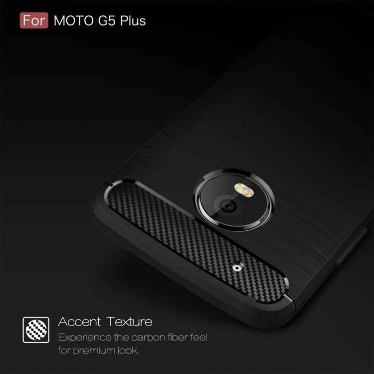 For Motorola Moto G5 Plus Brushed Carbon Fiber Texture Shockproof TPU Protective Cover Case