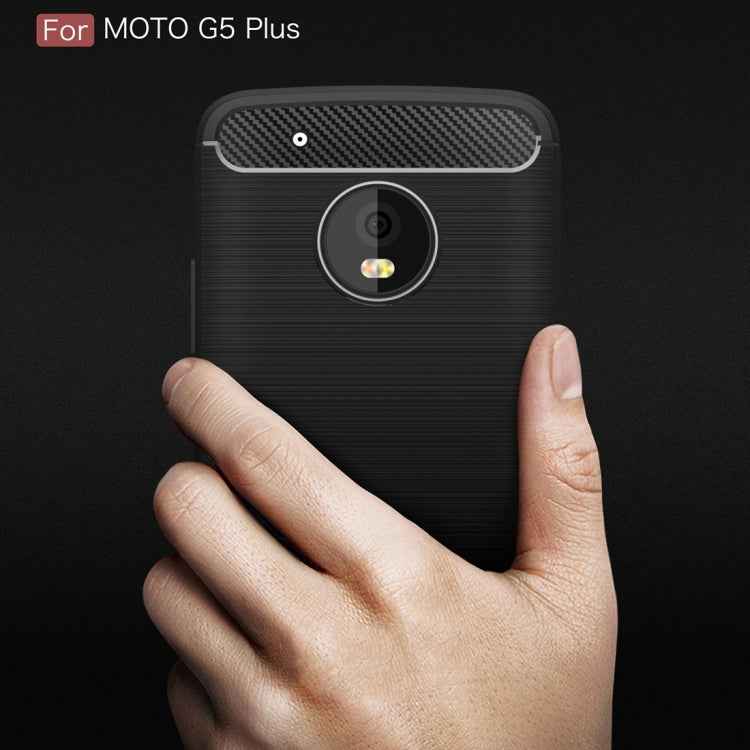 For Motorola Moto G5 Plus Brushed Carbon Fiber Texture Shockproof TPU Protective Cover Case