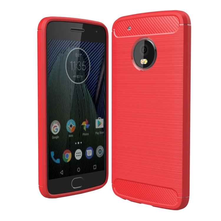 For Motorola Moto G5 Plus Brushed Carbon Fiber Texture Shockproof TPU Protective Cover Case