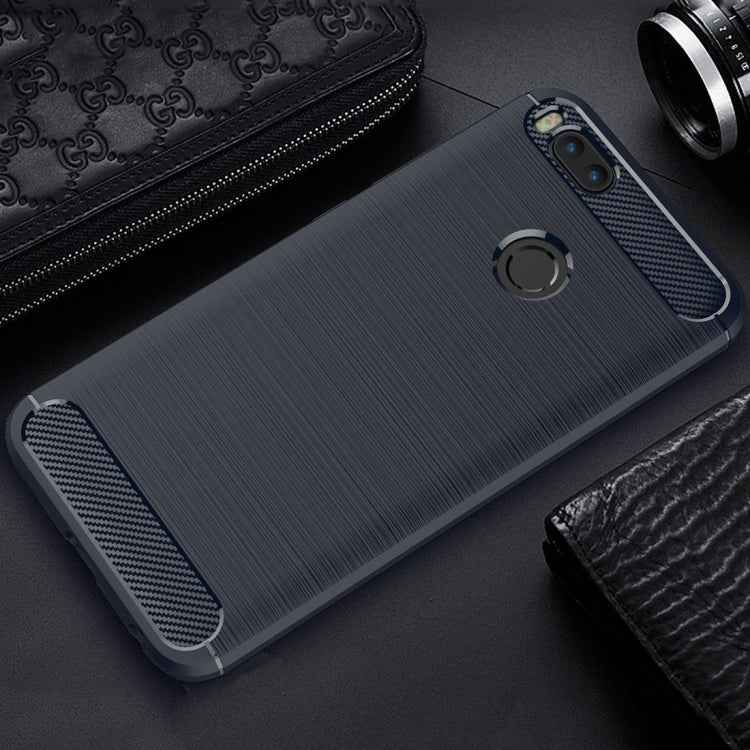 For Xiaomi  Mi 5X Carbon Fiber TPU Brushed Texture Shockproof Protective Back Cover Case