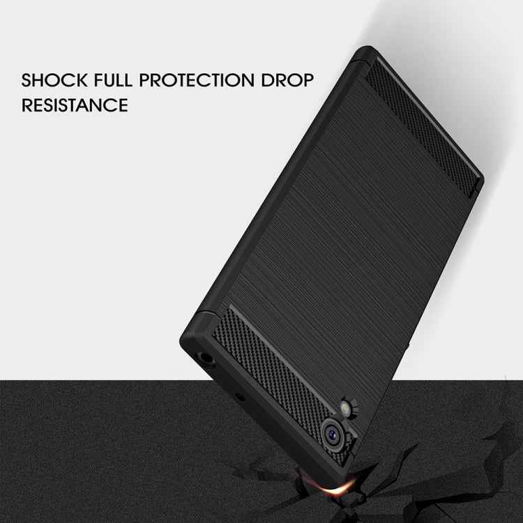 For Sony Xperia XA1 Brushed Texture Carbon Fiber Shockproof TPU Rugged Armor Protective Case