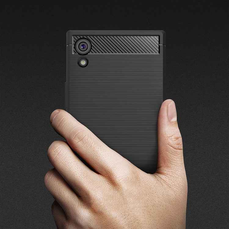 For Sony Xperia XA1 Brushed Texture Carbon Fiber Shockproof TPU Rugged Armor Protective Case