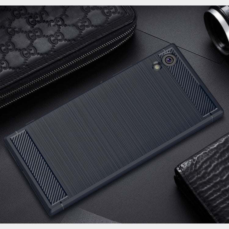 For Sony Xperia XA1 Brushed Texture Carbon Fiber Shockproof TPU Rugged Armor Protective Case