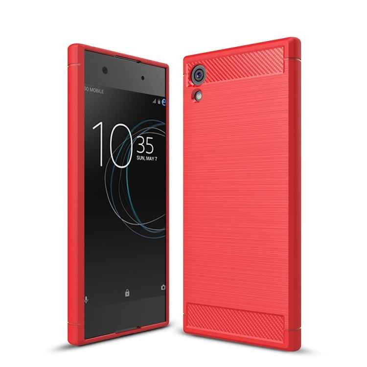 For Sony Xperia XA1 Brushed Texture Carbon Fiber Shockproof TPU Rugged Armor Protective Case