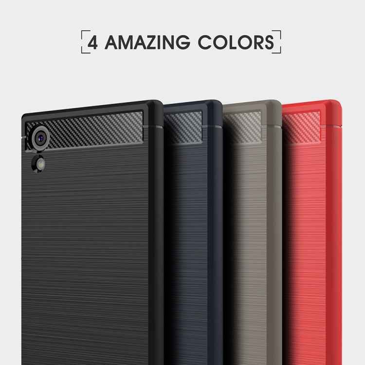 For Sony Xperia XA1 Brushed Texture Carbon Fiber Shockproof TPU Rugged Armor Protective Case