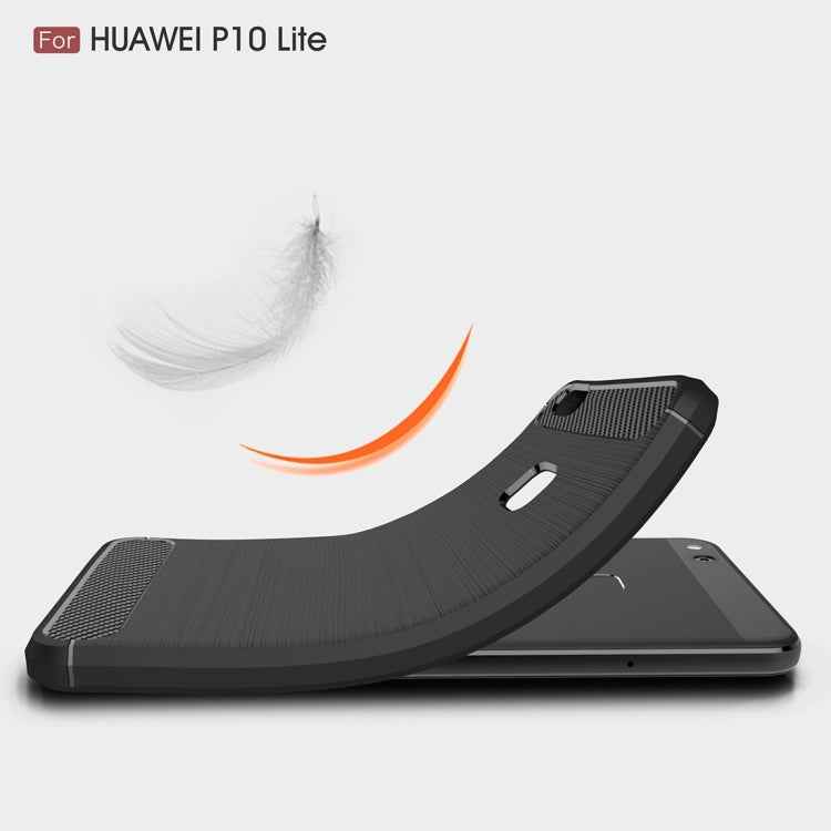 For Huawei P10 Lite Brushed Carbon Fiber Texture Shockproof TPU Protective Cover Case