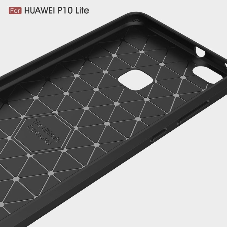 For Huawei P10 Lite Brushed Carbon Fiber Texture Shockproof TPU Protective Cover Case