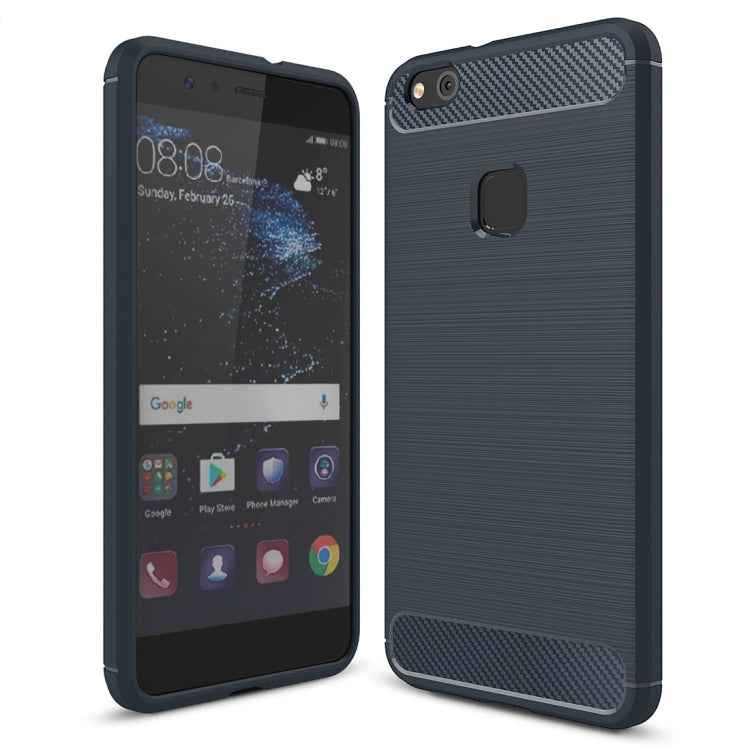 For Huawei P10 Lite Brushed Carbon Fiber Texture Shockproof TPU Protective Cover Case