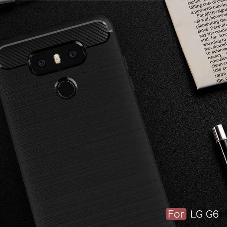 For LG G6 Brushed Carbon Fiber Texture Shockproof TPU Protective Cover Case
