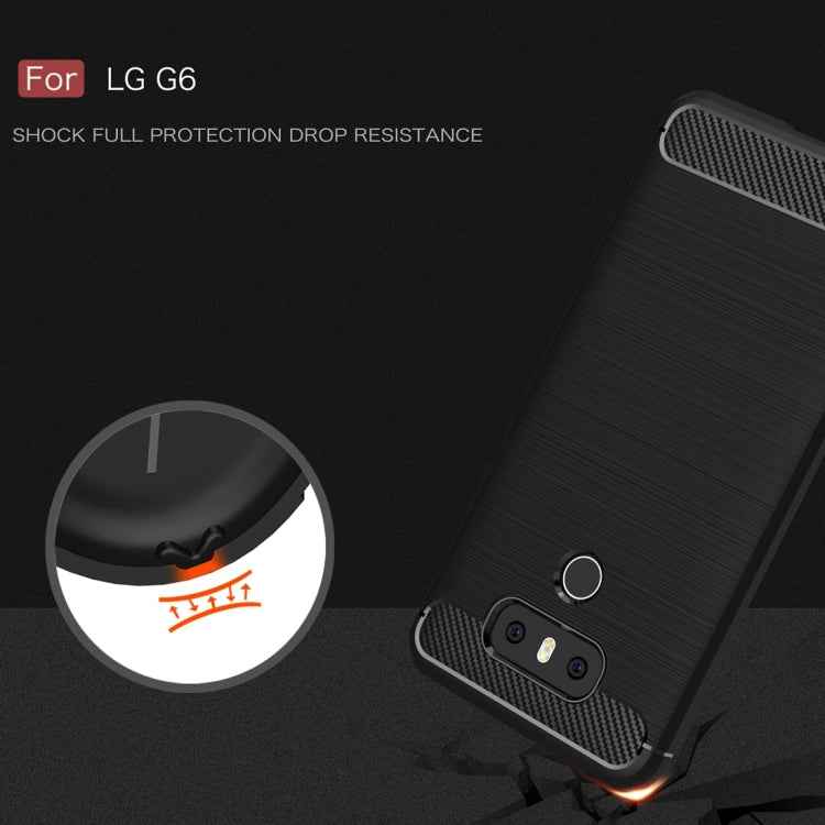 For LG G6 Brushed Carbon Fiber Texture Shockproof TPU Protective Cover Case