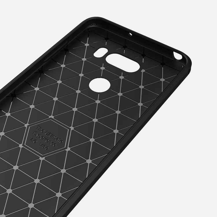 For LG V30 Brushed Texture Carbon Fiber Shockproof TPU Rugged Armor Protective Case